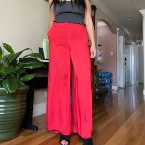 Red flowy pants
